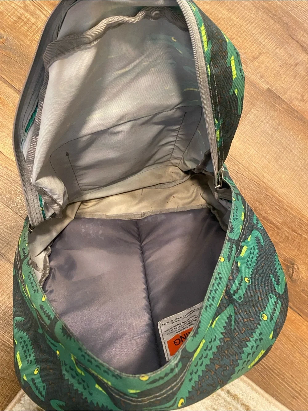 L.L. Bean Dark Green Crocodile Print Kids Backpack